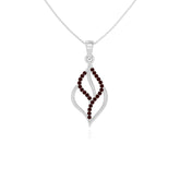 natural garnet leaf necklaces in sterling silver